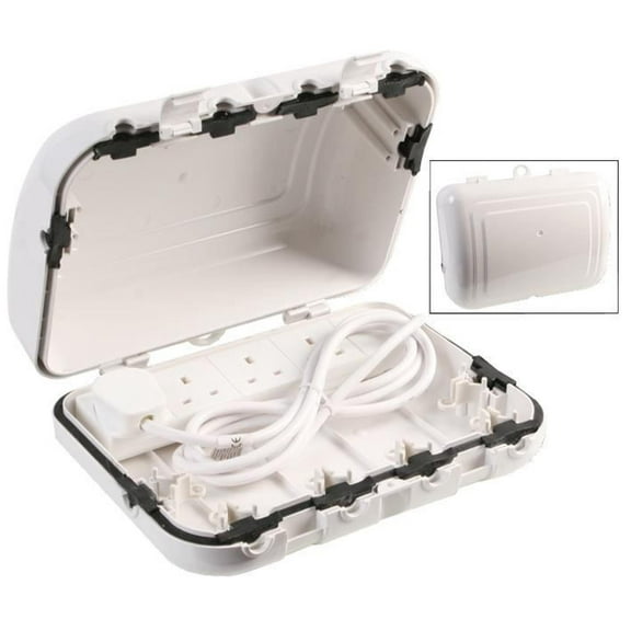 PRO ELEC - Outdoor Enclosure with 4-Gang 2m Extension Lead, White, IP64