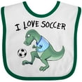 thumbnail image 3 of Inktastic I Love Soccer-Dinosaur in Blue Boys or Girls Baby Bib, 3 of 4