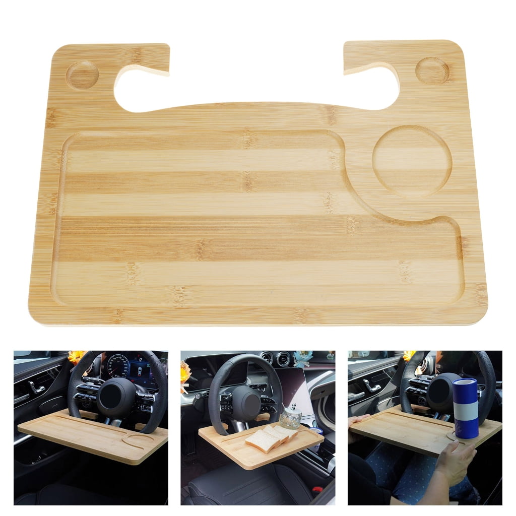 MANNYA Vehicle Steering Tray Surfaces Detachable Car Desk Table For Meals Work With Antislip Base Design