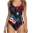 thumbnail image 2 of PNTUTB Summer Fashion Women's Independence Day Print Slimming Backless One Piece Swimsuit with Built-in Padded Cups, 2 of 6