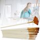 thumbnail image 3 of 10 Pcs Nylon Hair Paint Brushes Set Wooden Fan Shape Watercolor Art Supplies, 3 of 4