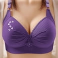 thumbnail image 2 of LangJing Wireless T-Shirt Bra, Woman's Printing Gathered Together Large Size Daily Bra Underwear No Rims Purple,XXXL, 2 of 5