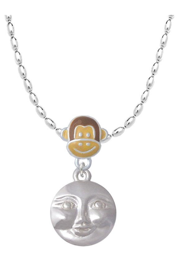 Silvertone Happy Moon Mia Monkey Charm Necklace