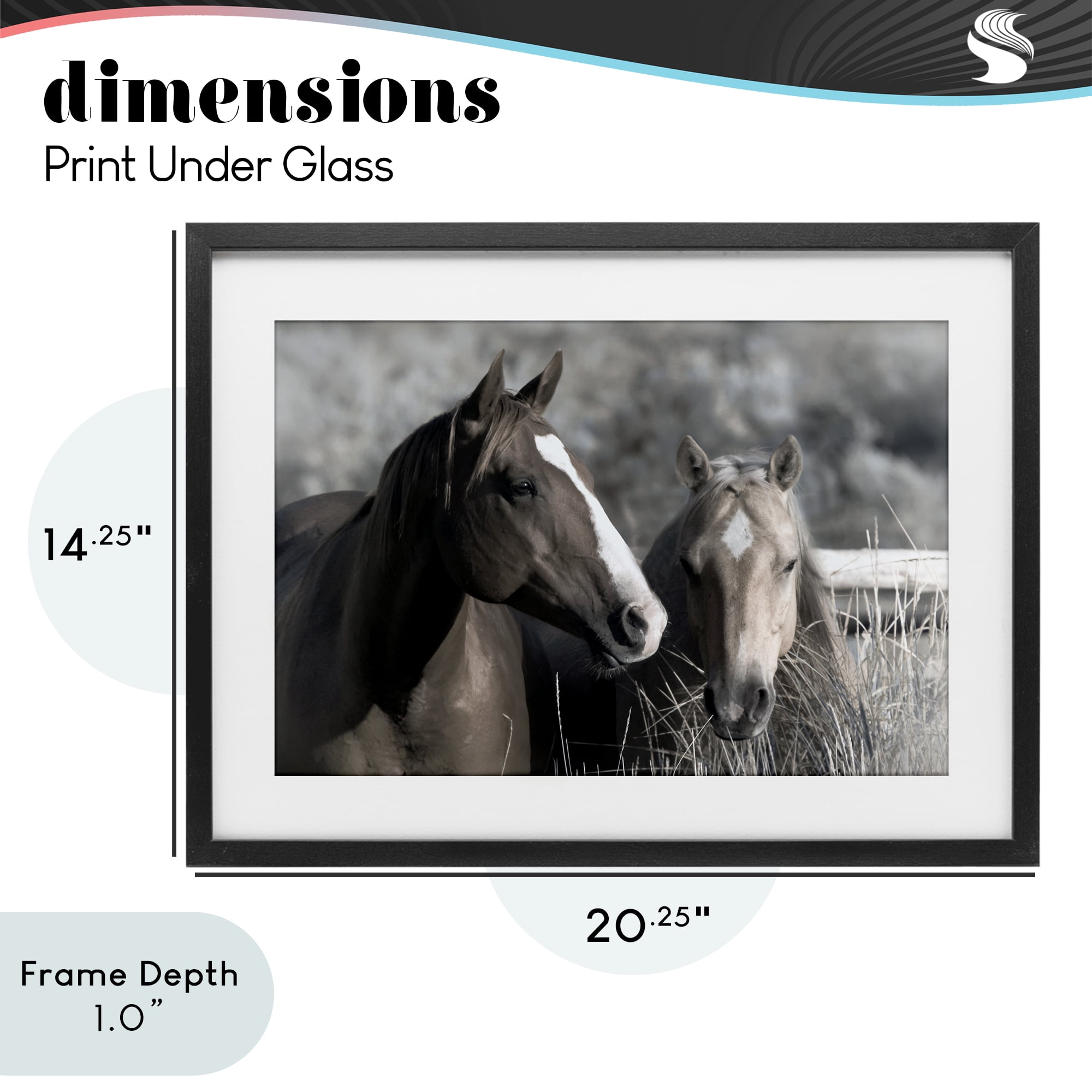 Stupell Industries Content Horses In Pasture Black Framed Print Under Glass, design by Danita Delimont