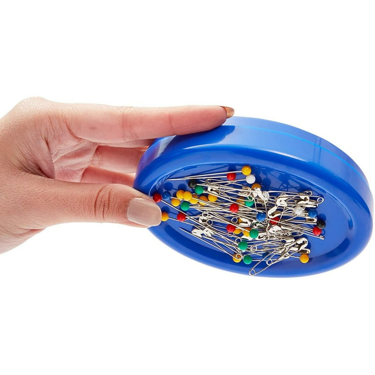 Blue Oval Magnetic Pin Cushion-sewing Needles Paperclips Holder
