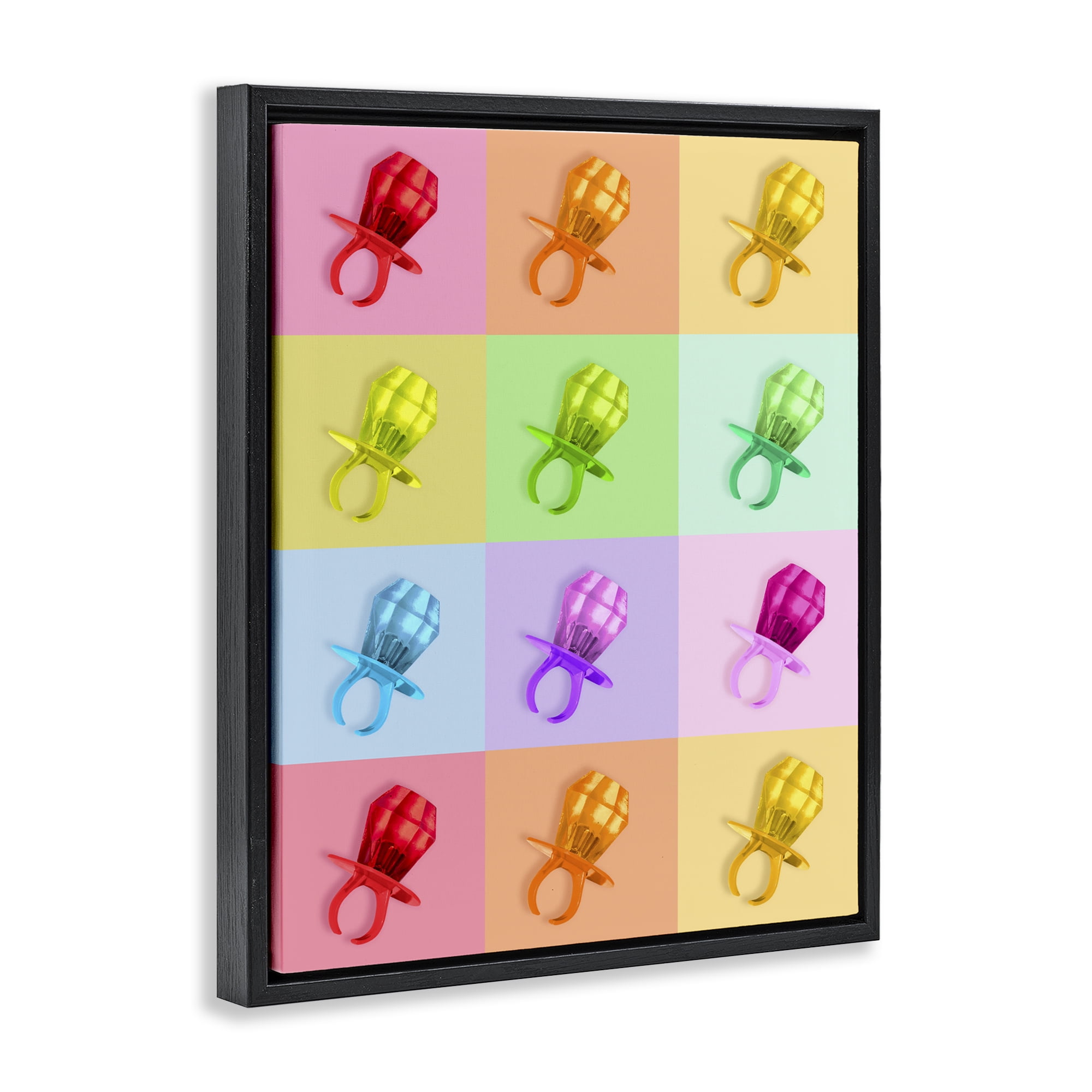 Stupell Industries Candy Gem Pop Grid Black Framed Floater Canvas Wall Art, design by LISH Creative