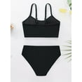 thumbnail image 6 of GYRATEDREAM Girl's Cute Two Piece Ribbed Swimsuit Adjustable Spaghetti Strap Wireless Bikini Set 8-13 Years, 6 of 6