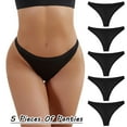 thumbnail image 2 of GHSOHS Womens Underwear Panties Womens Panties Pack Sexy Thongs Women's Cotton Panties Underwear Pack of 5 Pieces Underpants Solid Patchwork Color Bikini Briefs Knickers Gift Hipster Panty Black ,XL, 2 of 9