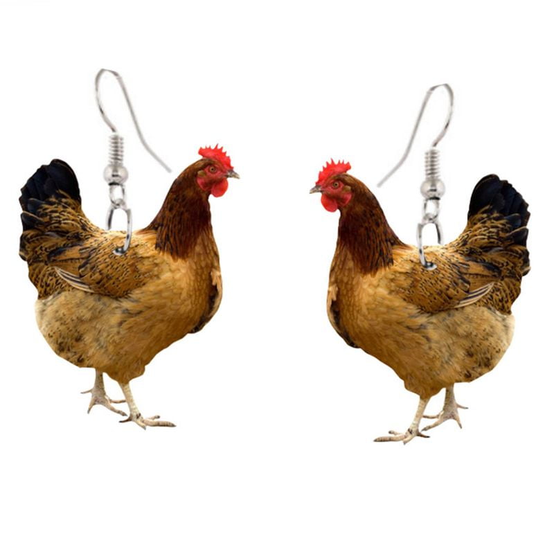 on Earrings Red Rooster Clip