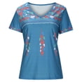 thumbnail image 4 of Blouse Décontractée pour Femme à Col en V avec Imprimé, T-Shirt à Manches Courtes, Hauts d'Été, 4 of 9