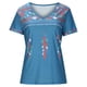 thumbnail image 4 of Tops Para Mujer Blusa Casual Elegante Camiseta de Manga Corta Con Estampado de Cuello en V Causal de Moda Odeerbi ODB161393, 4 of 8