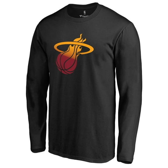 Men's Black Miami Heat Gradient Logo Long Sleeve T-Shirt