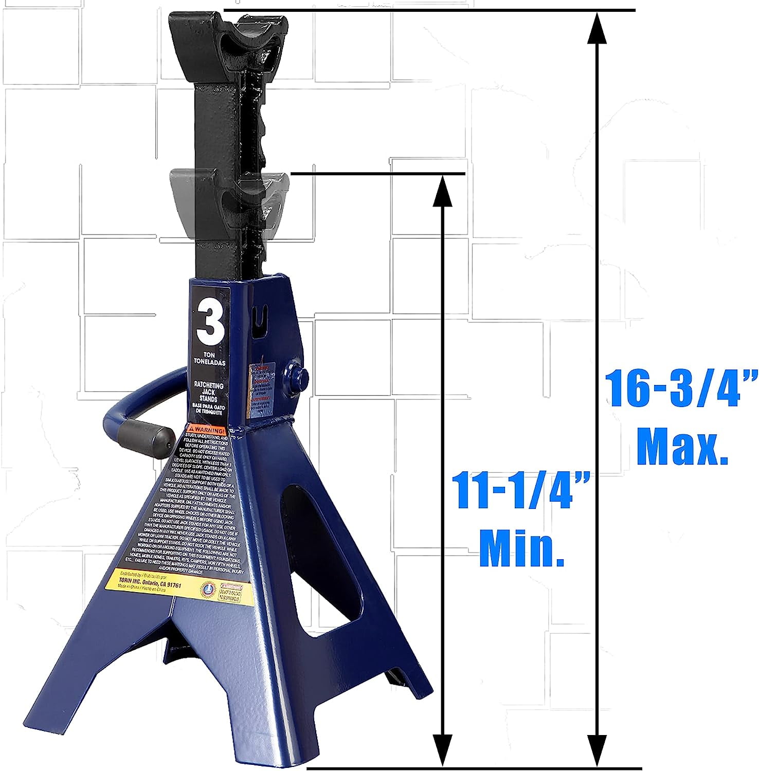 TCE Steel Jack Stands: 3 Ton (6,000 lb) Capacity, Blue, 1 Pair,DMT43202U