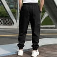 thumbnail image 4 of Domuza Cargo Pants Mens Casual Cargo Joggers Pants Drawstring Stretch Loose Work Pants Tapered Sweatpants Black M, 4 of 4