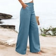 thumbnail image 7 of Linen Pants Women 2026 Summer Casual High Waist Straight Leg Trousers Lightweight Loose Plus Size Pant with Pockets Blue S, 7 of 7