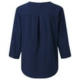 thumbnail image 4 of Afdoent Womens Tops Solid Color Notched Collar Button Up Shirt Casual Stylish Elegant, 4 of 4