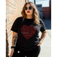 thumbnail image 3 of Women's Graphic T-Shirt Black 2XL Women's Tops Red Heart with Letters Crew Neck Short Sleeve Shirts for Women, 3 of 3
