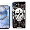 thumbnail image 1 of For Apple iPhone 12 Case, iPhone 12 Pro Case, Hybrid Bumper Phone case, with Tempered Glass Screen Protector, by OneToughShield ® - Grunge Skull, 1 of 3