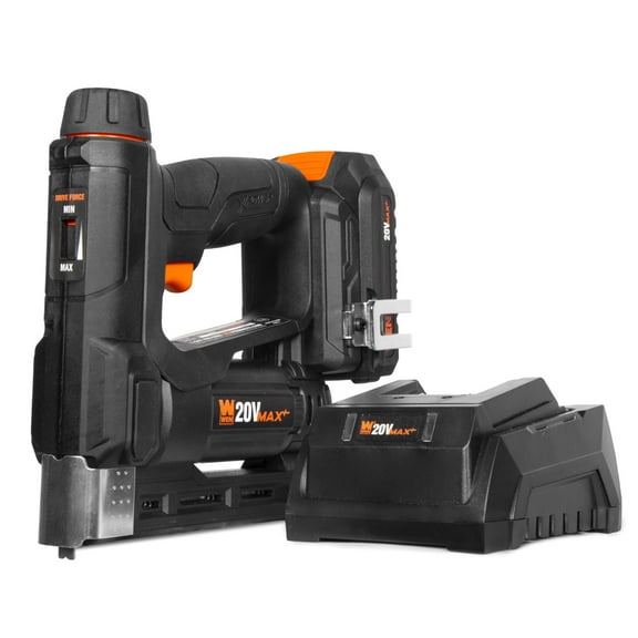 WEN 20V Max Cordless 2-in-1 18-Gauge Brad Nailer and T50 Crown Stapler with 2.0Ah Battery and Charger (20539)