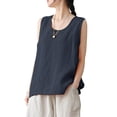 thumbnail image 4 of ZANZEA Women O-Neck Sleeveless Tank Tops Vintage Cotton Vest Blouse, 4 of 4