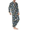 thumbnail image 2 of Salouo Cartoon Animals Print Button-Front Long Sleeve Pajama Set for Men, Soft 2Pjs Men's Long Sleeve Sleepwear-Small, 2 of 7