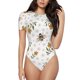 thumbnail image 1 of Balery Bees And Flowers Body de cuello redondo de manga corta para mujer Tops de manga corta Tops básicos-Large, 1 of 7