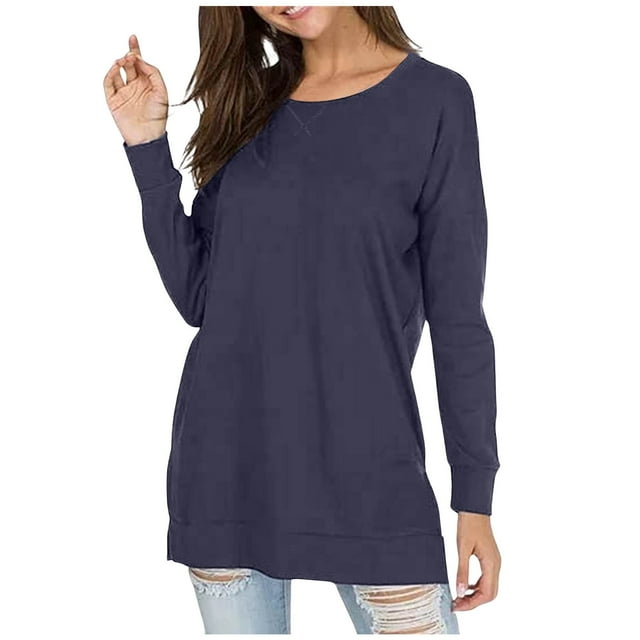 Camisas de manga larga con abertura lateral para mujer. Algodón. Moda otoño 2025. Tops de tendencia.