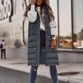 thumbnail image 7 of Hvyesh Long Quilted Vest for Women Sleeveless Plus Size Hooded Outerwear Coats Warm Zip Up Pockets Coats Winter Padded Thermal Gilet Outerwear, 7 of 7