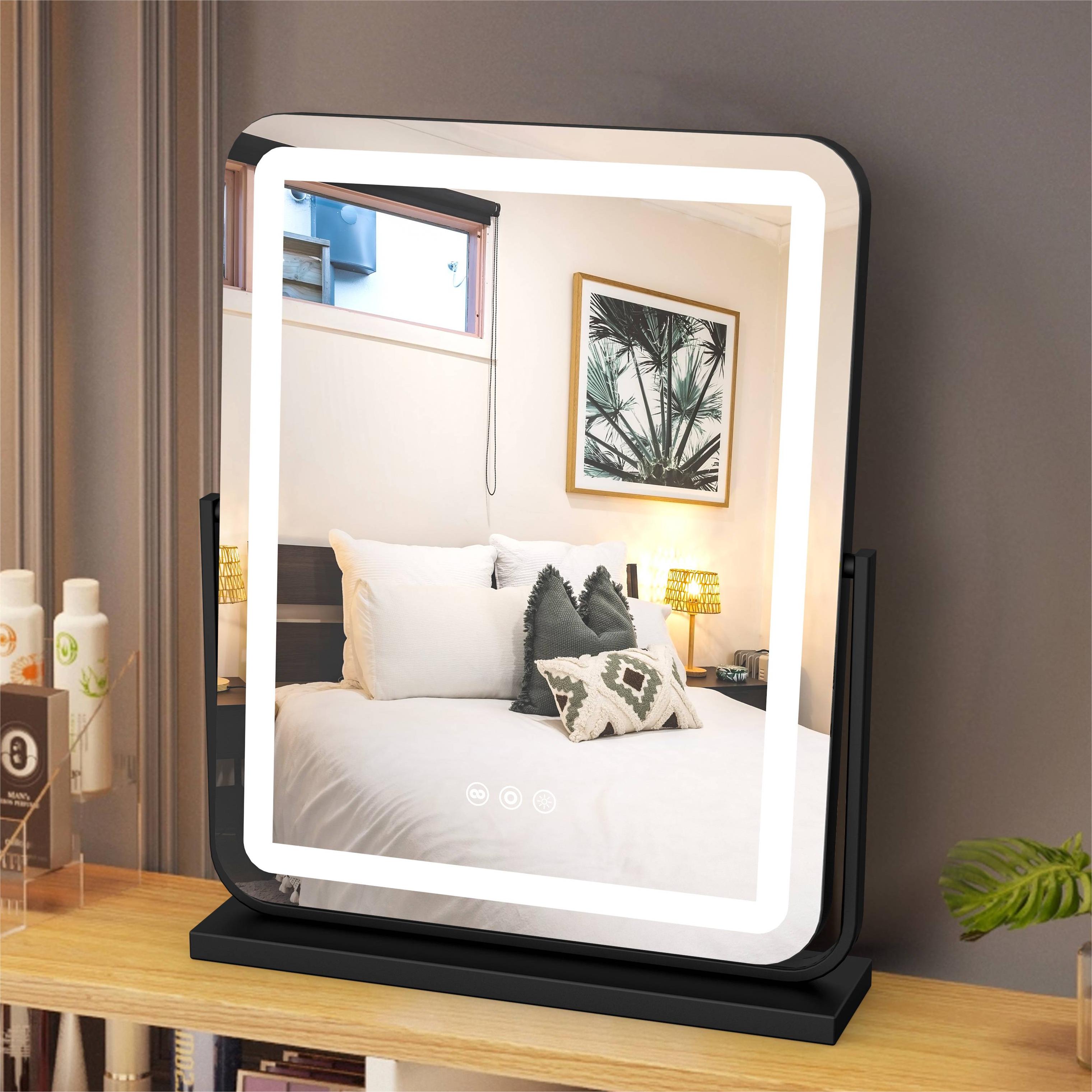 tunuo 21.3" x 17.2" Vanity Mirror with Lights LED Makeup Mirror, Desk