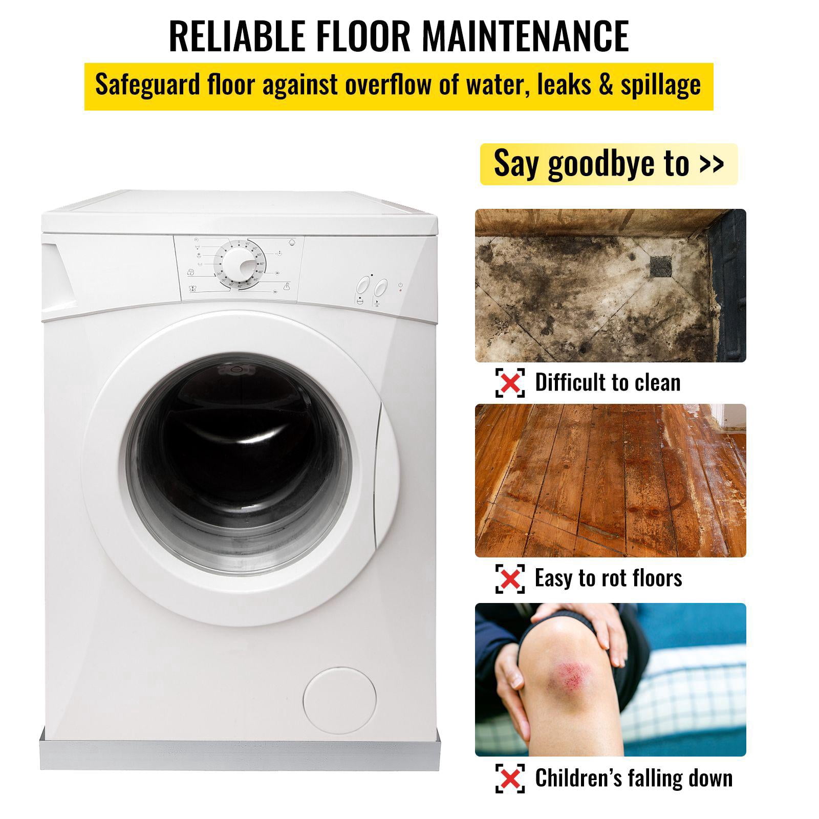 32 x 32 x 2.5 Inch 18 GA 304 Stainless Steel Heavy Duty Washing Machine Drip Tray with Drain Hole and Hose Connector