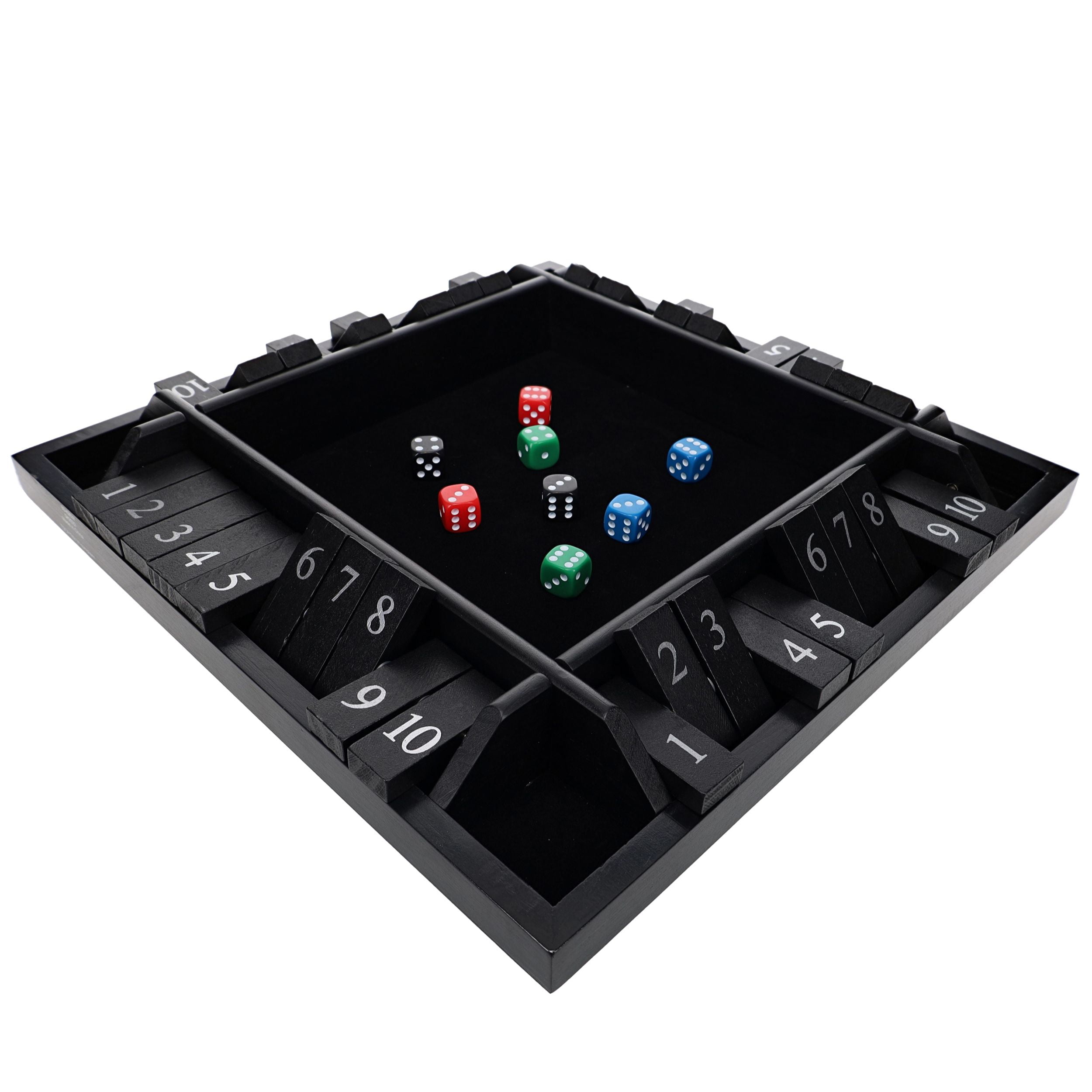 WE Games 4 Player Shut The Box Dice Game - Black Stained Wood - 14 In.