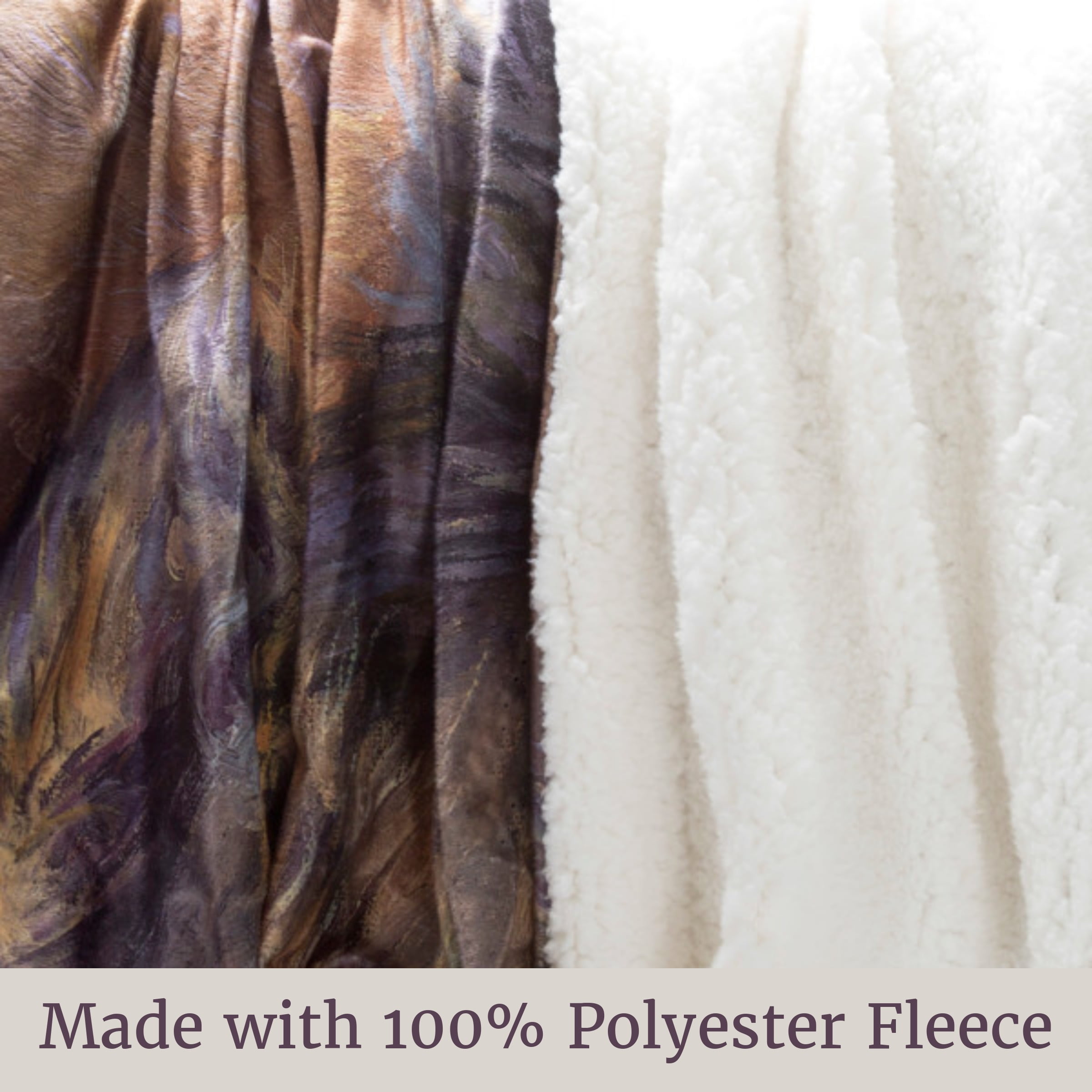 Sherpa Fleece Throw Blanket - Wolf Print Pattern