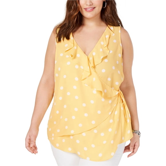 I.N.C Blouse Sans Manches pour Femmes, Jaune, Grande Taille, 1X