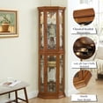 thumbnail image 4 of Jopath Display Cabinet with Glass Doors, Glass Corner Cabinet With Light, Wine Cabinet with Adjustable Glass Shelves for Living Room Oak(Bulb Included), 4 of 9