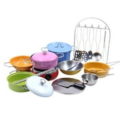 23pcs Colorful Kids Pretend Play Stainless Steel Cookware Kitchen Toy Set