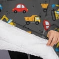 thumbnail image 3 of Oversized Wearable Blanket Hoodie,Cartoon Construction Vehicles Dump Trucks Sherpa Blanket Hoodie with Super Pockets,Super Warm Fuzzy Pullover for Women & Men, 3 of 6