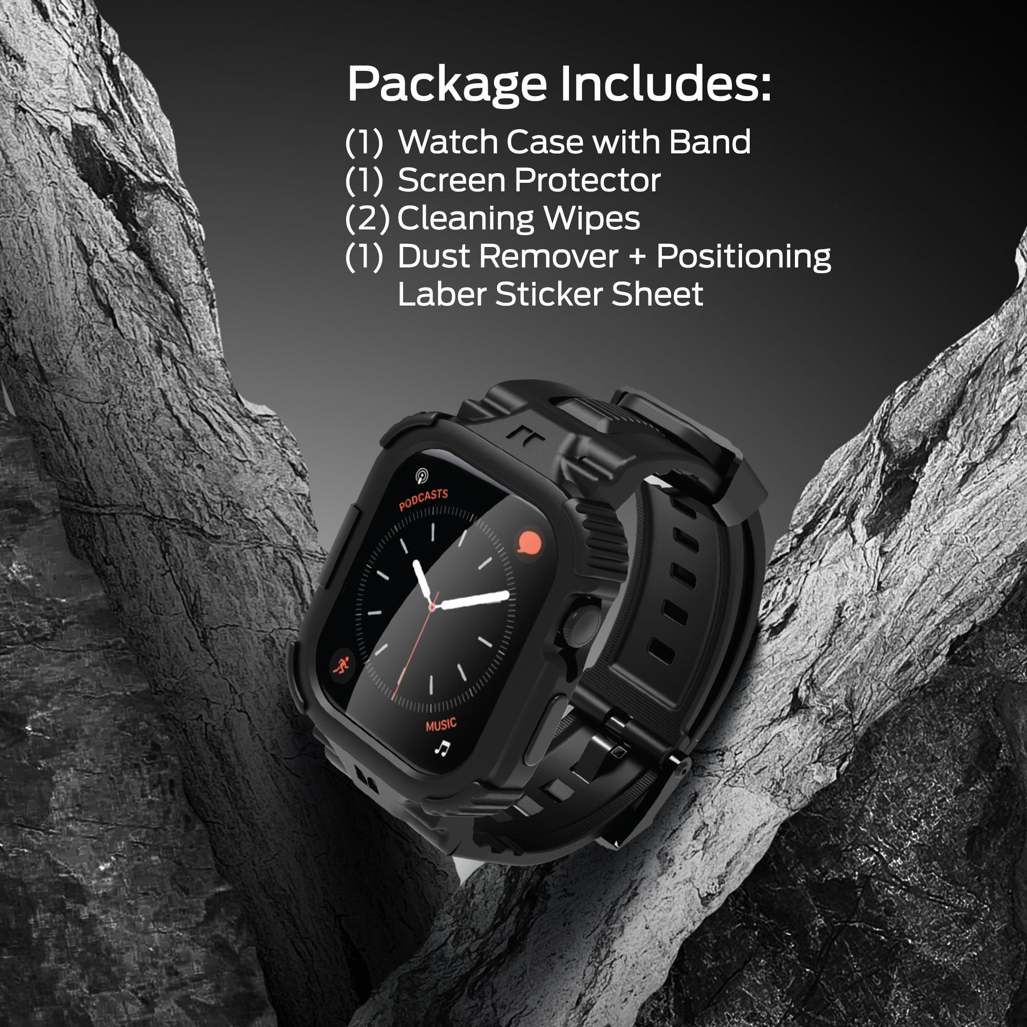 Monster Rugged Smart Watch Band with Protective Case and Touch-Sensitive Screen Cover, Compatible with Apple Watch, 44mm