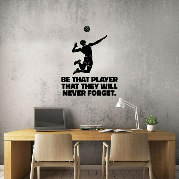 Be That Player That They Will Never Forget Volleyball Quote Vinyl Wall Sticker Art Decal Girls Boys Kids Room Design Home Gym Sports Court Home Decor Wall Sticker Vinyl Decoration Size (30x22 inch)