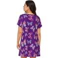 thumbnail image 2 of Bixox Bright Butterflies Pattern Women's Nightgown, Soft & Breathable Sleepwear, Round Neck Knee-Length Pajama Dress,Loungewear for Home & Sleep, 2 of 7