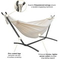 thumbnail image 3 of Double Hammock with Stand Included 450lb Capacity Steel Stand, Premium Carry Bag Included.Indoor Outdoor Brazilian-Style Cotton Bed for Backyard, Camping,Garden,Green, 3 of 12