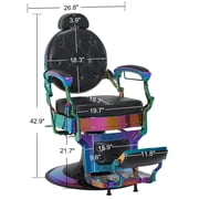 BarberPub Multicolor Heavy Duty Barber Chair with Headrest, All Purpose Antique Hydraulic Reclining Salon Chair