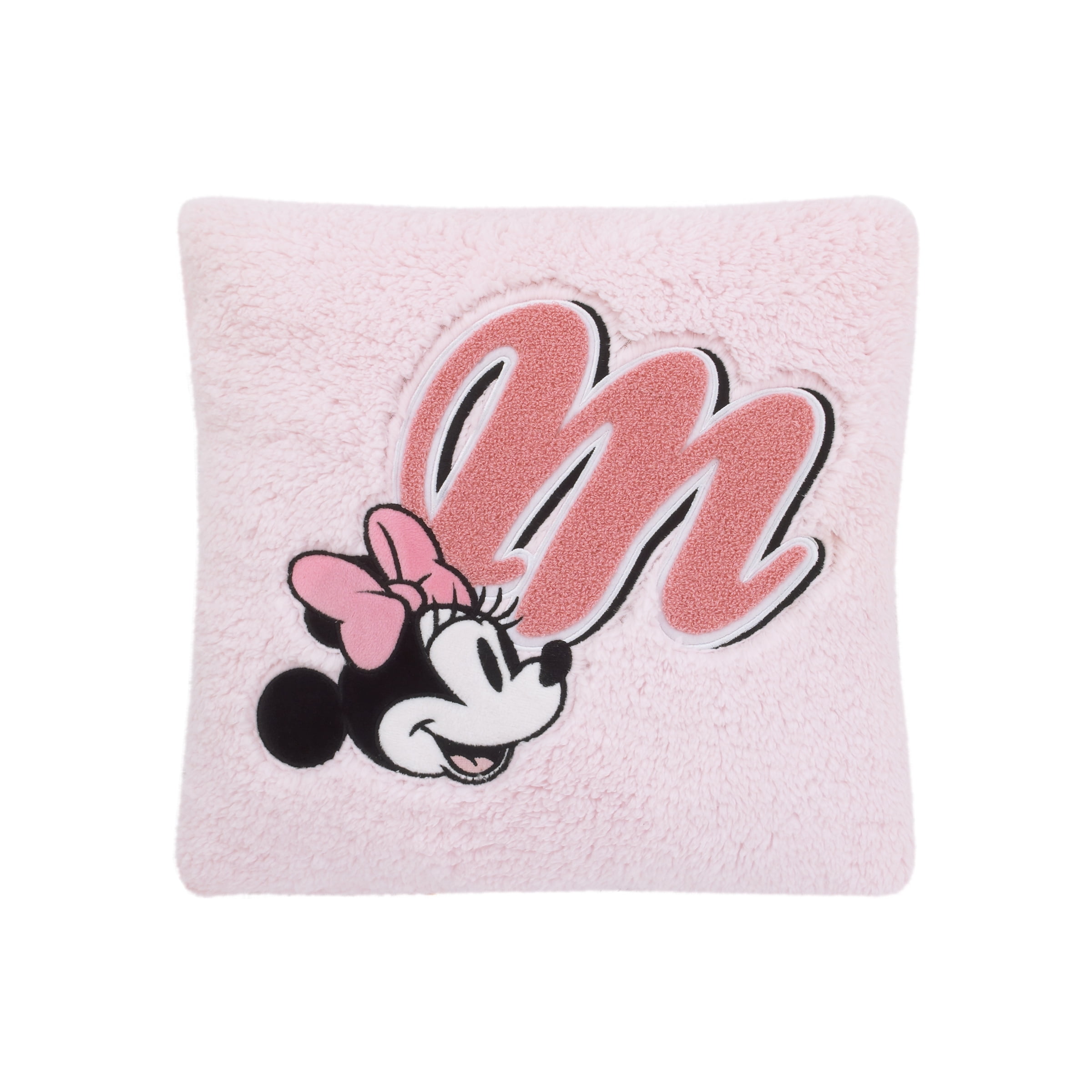 Disney Minnie Mouse Pink, Black, and White Plush Decor Sherpa Pillow