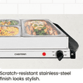 thumbnail image 3 of Open Box Chefman Electric Buffet Server + Warming Tray 14" x 14" w/ Adjustable Temp - Stainless Steel, New, 3 of 9