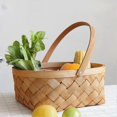 thumbnail image 2 of Portable Handmade Rattan Storage Container Storage Basket Houseware Storage Basket Wooden Woven Storage Basket with Handle(Small), 2 of 4