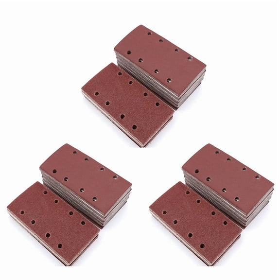120Pcs Square Sandpaper Grit Flocking Sand Paper 8 Hole 40-80 Grit Assortment Abrasive Paper Sheets for Car Polish Tools