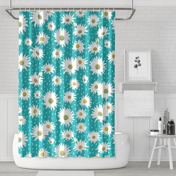 Waterproof Cute Boho Daisy Shower Curtain 72x72 Inch Boho Style Polyester Unique Shower Curtain for Bathroom Hotel Home Decor with 12 Plastic Hooks
