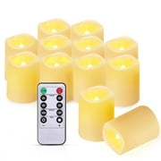 IMAGE 12 Pcs Flameless Candles Flickering LED Tea Lights With Remote For Christmas Wedding Decor, Warm Yellow