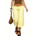 thumbnail image 2 of Fold Over Gaucho Pants for Women Foldover Solid Flowy Capri Pants Y2k Wide Leg Yoga Culottes, 2 of 6