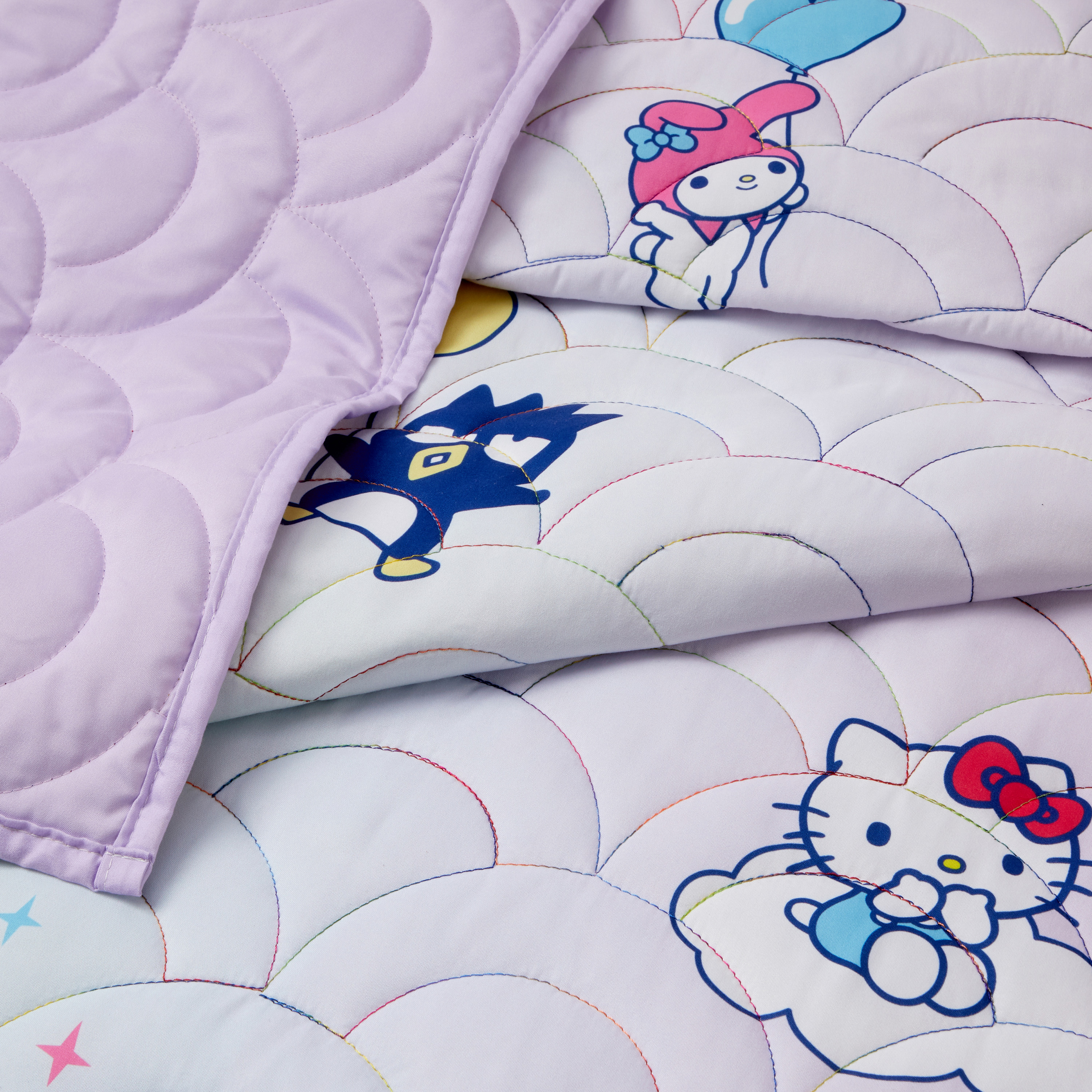Hello Kitty and Friends Rainbow Ombre 3 Piece Quilt and Sham set, Queen