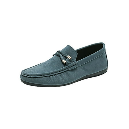 

Wazshop Men Walking Shoes Slip On Flats Classic Casual Shoe Comfort Round Toe Loafers Mens Moccasins Flat Nonslip Blue 9